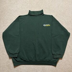 Vtg Green Bay Packers Sweatshirt Mens XL Green NFL Football Mock Neck 90s